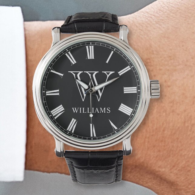 カスタムフォトコラージュパーソナライズされたブラック 腕時計 (クリエイターアップロード済み)