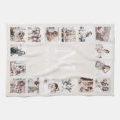 カスタムフォトコラージュパーソナライズされたベージュ キッチンタオル (横)