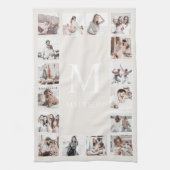カスタムフォトコラージュパーソナライズされたベージュ キッチンタオル (縦)