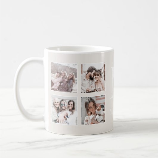 カスタムフォトコラージュパーソナライズされたベージュ コーヒーマグカップ (左)