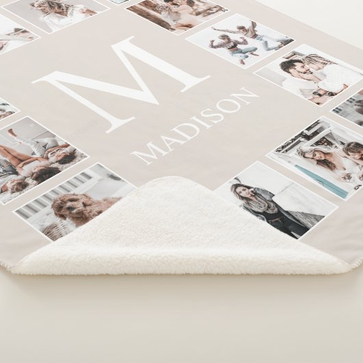 カスタムフォトコラージュパーソナライズされたベージュ シェルパブランケット (3/4)