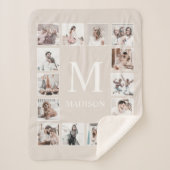 カスタムフォトコラージュパーソナライズされたベージュ シェルパブランケット (正面)