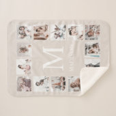 カスタムフォトコラージュパーソナライズされたベージュ シェルパブランケット (正面(横))