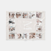 カスタムフォトコラージュパーソナライズされたベージュ フリースブランケット (正面(横))