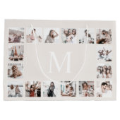 カスタムフォトコラージュパーソナライズされたベージュ ラージペーパーバッグ (裏面)