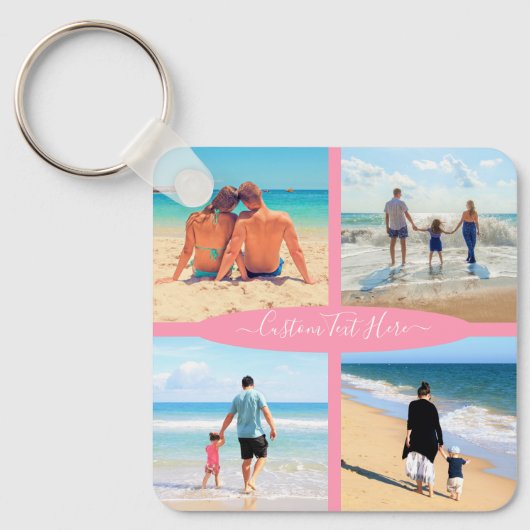 カスタムフォトコラージュファミリーラブパーソナライズされた文字 キーホルダー (正面)