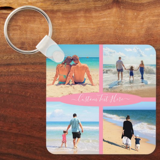 カスタムフォトコラージュファミリーラブパーソナライズされた文字 キーホルダー (正面)