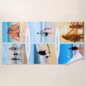 カスタムフォトコラージュファミリーラブパーソナライズされた文字 ビーチタオル (正面)