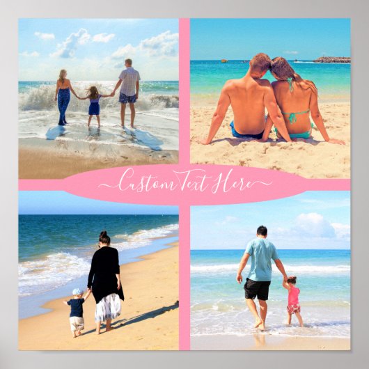 カスタムフォトコラージュファミリーラブパーソナライズされた文字 ポスター (正面)