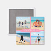 カスタムフォトコラージュファミリーラブパーソナライズされた文字 マグネット (正面/裏面)