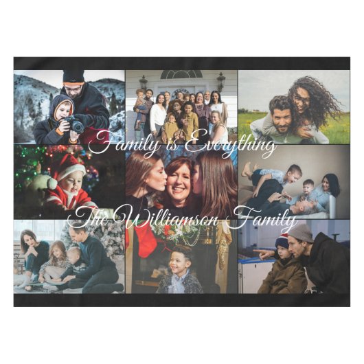 カスタムフォトコラージュファミリー名9家族写真 テーブルクロス (正面(横))