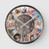 カスタムフォトコラージュファ素朴ームハウスファミリー ラウンド壁時計 (正面)