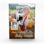 カスタムフォトコラージュベビー誕生日名 フォトブロック (正面)