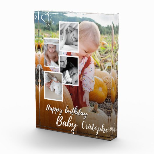 カスタムフォトコラージュベビー誕生日名 フォトブロック (右)