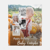 カスタムフォトコラージュベビー誕生日名 フリースブランケット (正面)