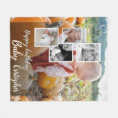 カスタムフォトコラージュベビー誕生日名 フリースブランケット (正面(横))