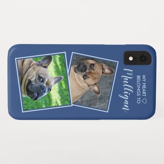 カスタムフォトコラージュペットドッグ猫カワイト引用文写真 Case-Mate iPhoneケース (裏面(横))