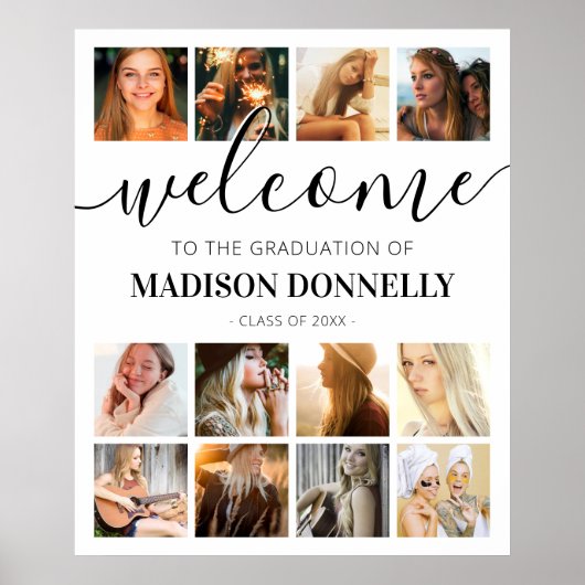 カスタムフォトコラージュ卒業生へようこそ ポスター (正面)