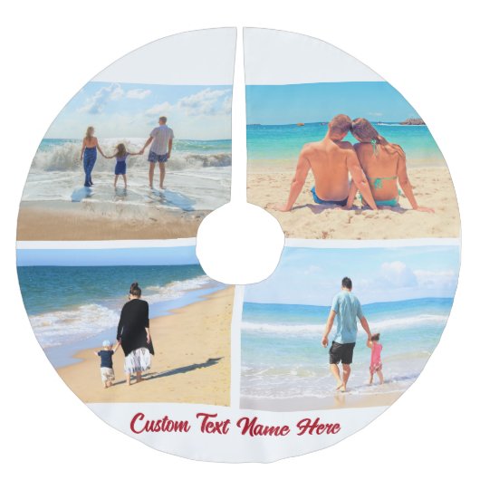 カスタムフォトコラージュ文字クリスマスツリースカート ブラッシュドポリエステルツリースカート (正面)