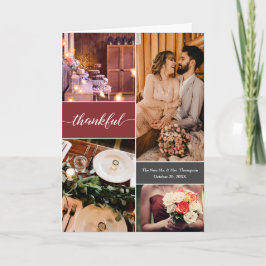 カスタムフォトコラージュ焦げオレンジ サンキューカード