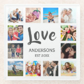 カスタムフォトコラージュ白パーソナライズされた色 ガラスコースター (正面)