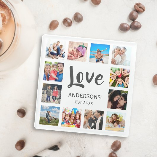 カスタムフォトコラージュ白パーソナライズされた色 ガラスコースター