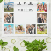 カスタムフォトコラージュ白パーソナライズされた色 キッチンタオル (折り畳み)