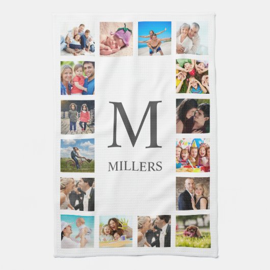 カスタムフォトコラージュ白パーソナライズされた色 キッチンタオル (縦)