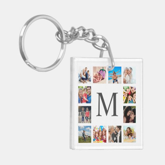 カスタムフォトコラージュ白パーソナライズされた色 キーホルダー (正面左)