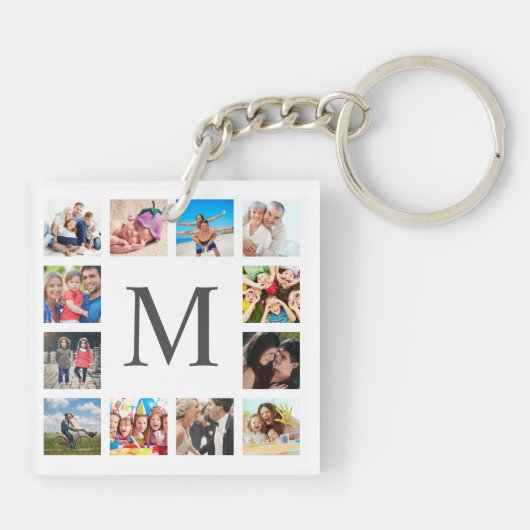 カスタムフォトコラージュ白パーソナライズされた色 キーホルダー (裏面)