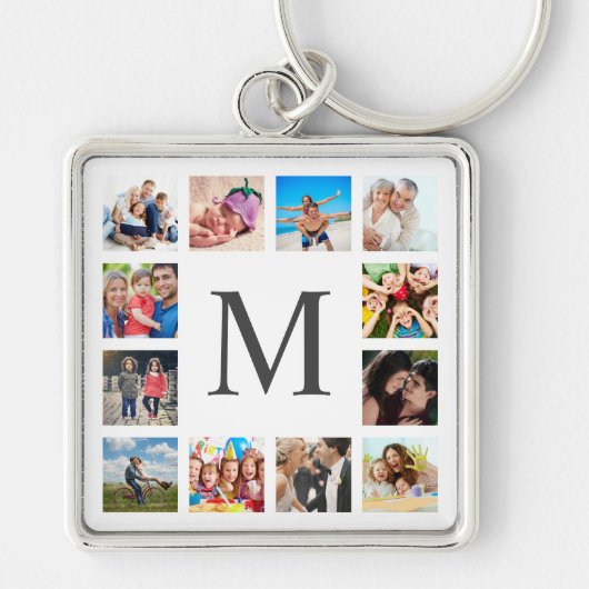 カスタムフォトコラージュ白パーソナライズされた色 キーホルダー (正面)