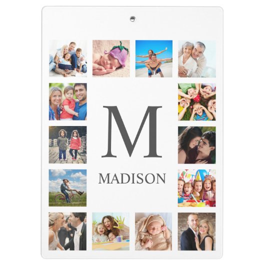 カスタムフォトコラージュ白パーソナライズされた色 クリップボード (裏面)