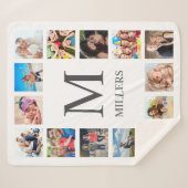 カスタムフォトコラージュ白パーソナライズされた色 シェルパブランケット (正面(横))