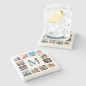 カスタムフォトコラージュ白パーソナライズされた色 ストーンコースター (横)