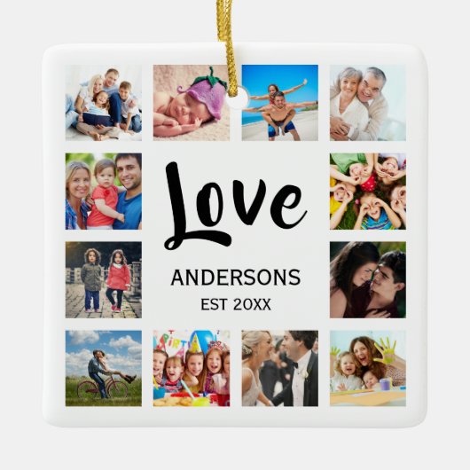 カスタムフォトコラージュ白パーソナライズされた色 セラミックオーナメント (正面)
