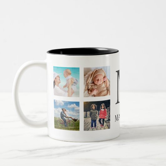 カスタムフォトコラージュ白パーソナライズされた色 ツートーンマグカップ (左)