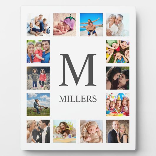カスタムフォトコラージュ白パーソナライズされた色 フォトプラーク (正面)