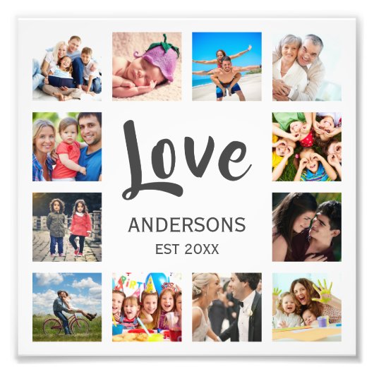 カスタムフォトコラージュ白パーソナライズされた色 フォトプリント (正面)