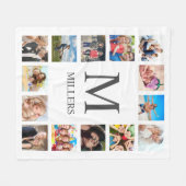 カスタムフォトコラージュ白パーソナライズされた色 フリースブランケット (正面(横))