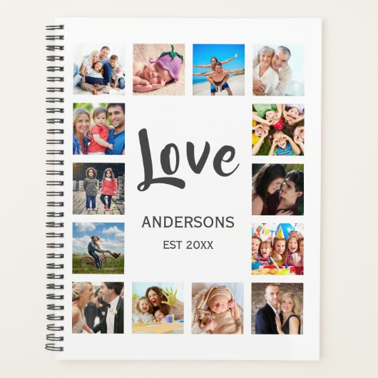カスタムフォトコラージュ白パーソナライズされた色 プランナー手帳 (正面)