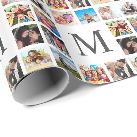 カスタムフォトコラージュ白パーソナライズされた色 ラッピングペーパー (ロールコーナー)
