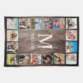 カスタムフォトコラージュ素朴ファームハウスファミリー キッチンタオル (横)