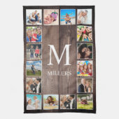 カスタムフォトコラージュ素朴ファームハウスファミリー キッチンタオル (縦)