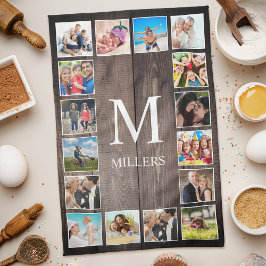 カスタムフォトコラージュ素朴ファームハウスファミリー キッチンタオル