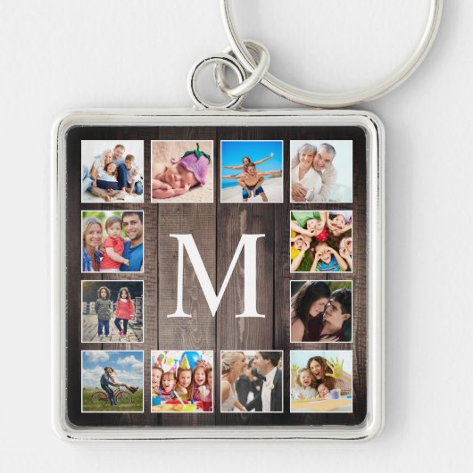 カスタムフォトコラージュ素朴ファームハウスファミリー キーホルダー (正面)