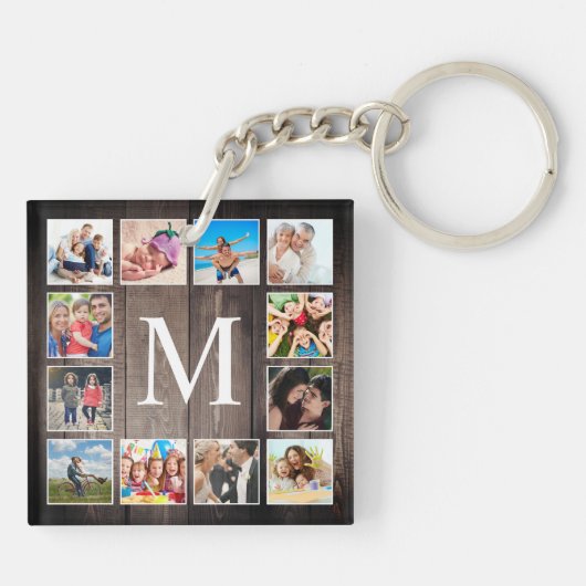 カスタムフォトコラージュ素朴ファームハウスファミリー キーホルダー (裏面)