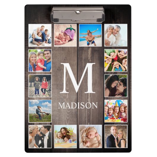 カスタムフォトコラージュ素朴ファームハウスファミリー クリップボード (正面)