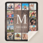 カスタムフォトコラージュ素朴ファームハウスファミリー シェルパブランケット (正面)