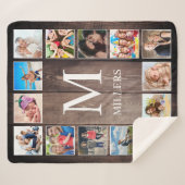 カスタムフォトコラージュ素朴ファームハウスファミリー シェルパブランケット (正面(横))