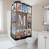カスタムフォトコラージュ素朴ファームハウスファミリー シャワーカーテン (インサイチュ)
